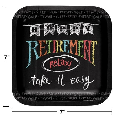 Creative Converting 415977 Retirement Chalk Dessert Plate