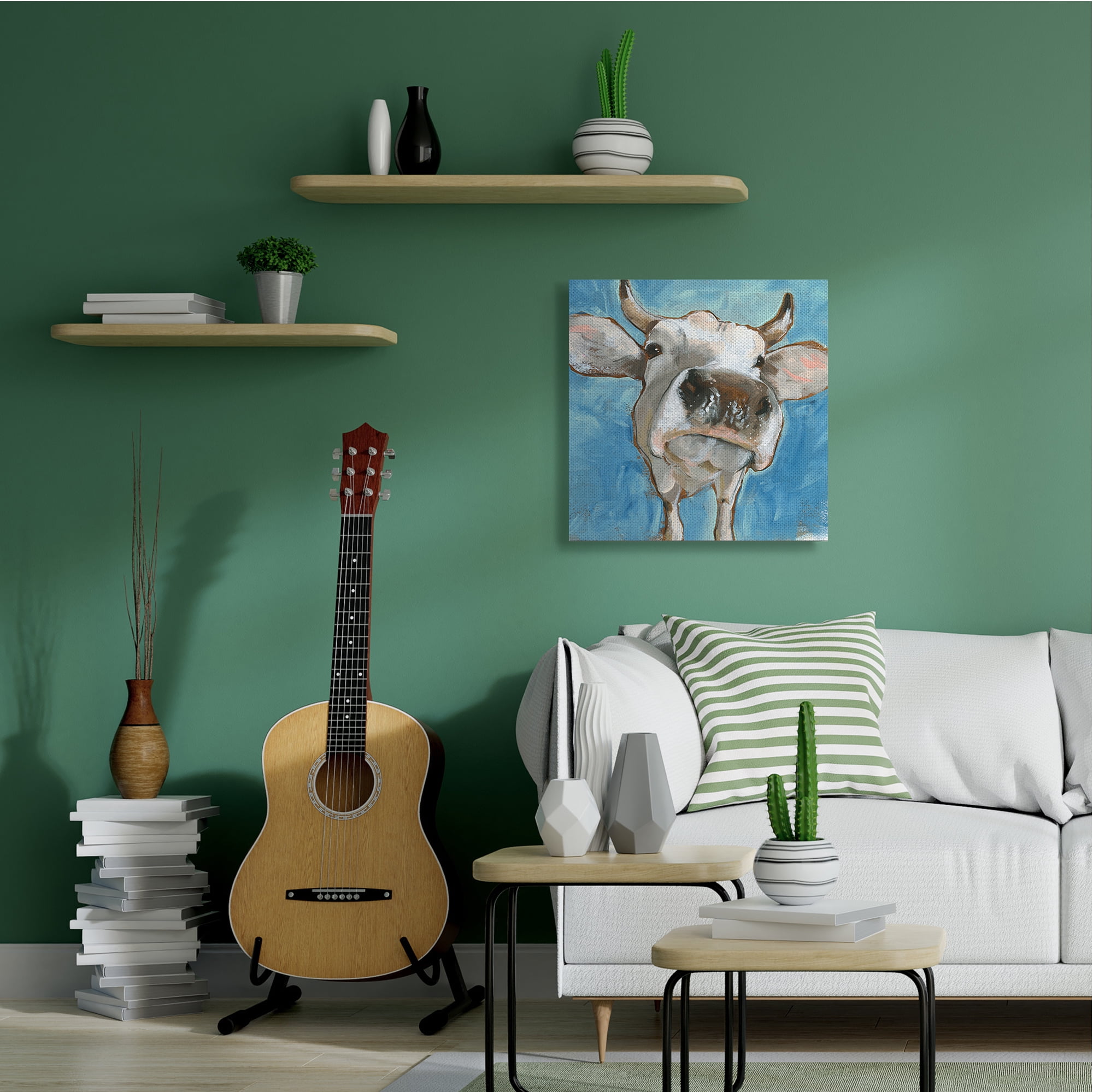 Stupell Industries Close Up White Cattle Farm Animal Portrait Canvas Wall Art, 30 x 30, Design by Jennifer Paxton Parker
