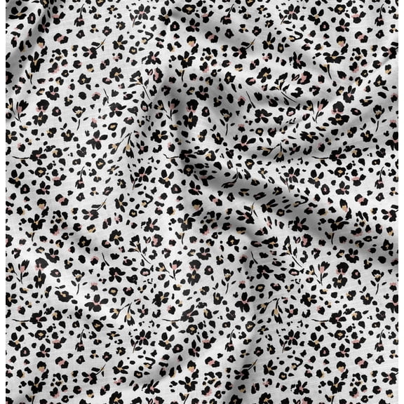 Soimoi Floral Print, Silk Fabric, Decor Sewing Fabric by The Yard 42 Inch Wide,Decorative Fabric for Shirts Suits Ties, White