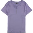 thumbnail image 1 of Karen Scott Camiseta henley con botones falsos para mujer, Púrpura, 2X, 1 of 1