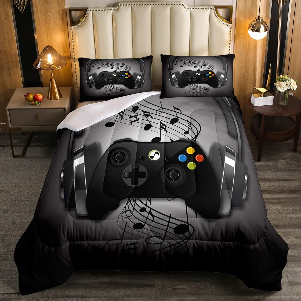 VIDEOGAME Comforter Reversible Bedding Gaming Teens TWIN BOY Control Black 2 PCs 
