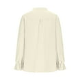 thumbnail image 6 of Lenpel Women's Oversized Blouses Casual V Neck Quarter Button Embroidered Ruffle Long Sleeve Shirts Loose Tunic Tops(Beige,Large), 6 of 6