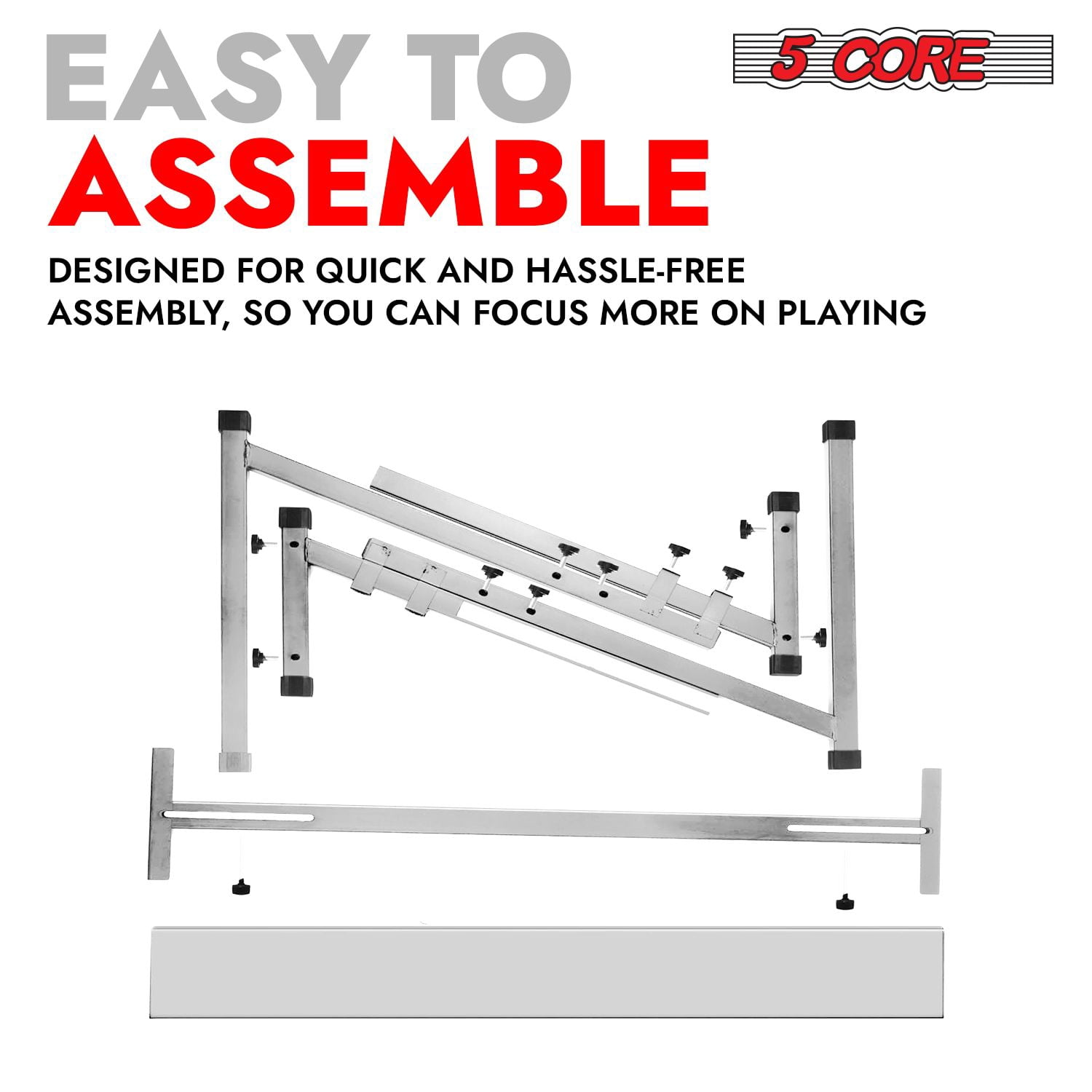 Keyboard Stand Z Style Adjustable Electric Piano Riser Foldable & Sturdy Lift Holder For 54 61 Keys Instruments Black - KS Z1 WH