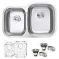 thumbnail image 2 of Ruvati 32-inch Undermount 40/60 Double Bowl 16 Gauge Kitchen Sink, 2 of 12
