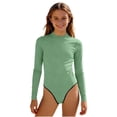 thumbnail image 1 of Swimsuit for Girls, Long Sleeve One Piece Rashguard, Solid Color Beach Vacation Swimsuit for Kids 2-13 Years, 1 of 7