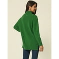 thumbnail image 4 of Unique Bargains Women's Turtleneck Long Sleeve Spilt Hem Tunic Pullover Sweater L Green, 4 of 6