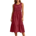 thumbnail image 4 of Bosfbaoi Dresses for Women Casual A-Line Eyelet Midi Dress Sleeveless Crew Neck Womens Dresses with Tiered Ruffle Hem Summer Dresses for Women 2026, 4 of 6