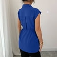 thumbnail image 7 of Endives Women's Short Sleeved T Shirt Lapel Tunic Top Elegant Spring Tops Tie Up Front Button Down Blouses Blue, 7 of 7
