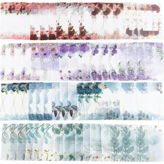 4 Sets 4 Styles Floral Translucent Scrapbook Paper Pads for DIY Album Scrapbook Greeting Card Background Paper Magazine Mixed Color 140x100x0.1mm