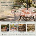 thumbnail image 6 of Round Outdoor Tablecloth with Umbrella Hole and Zipper, Orange Coastal Coral Tablecloth with Elastic Waterproof, Summer Nautical Sea Beach Ocean Patio Table Covers for 55" - 60" Picnic Pool Tables, 6 of 9