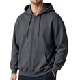thumbnail image 2 of Mens Zip Up Hoodie Long Sleeve Fleece Casual Hooded Sweatshirts Athletic Full Zip Jacket with Pockets Dark Gray M, 2 of 7