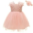 thumbnail image 2 of Bébés Filles Robe Bébé Princesse Baptême Fête Robe Formelle d'Anniversaire (Rose (Style 2), 6M/6-12 Mois), 2 of 2