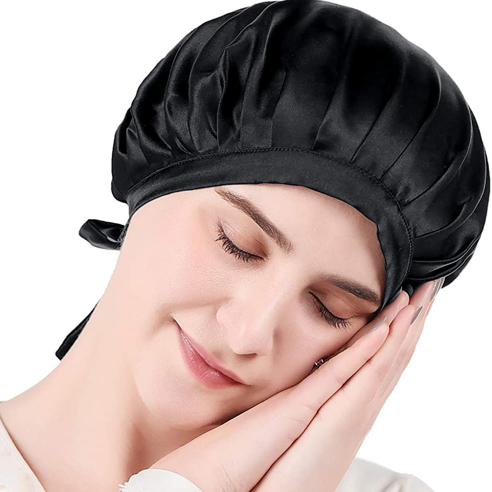 Bestmemories Silk Night Cap Household Sleeping Hat Long Hair Head Cover for Woman Housework Night Sleep Sleeping Hat Hair Protection