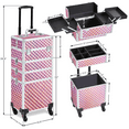 thumbnail image 3 of Topeakmart 4 in 1 Aluminum Rolling Cosmetic Makeup Train Cases Trolley, Glitter Pink, 3 of 15