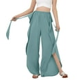 thumbnail image 2 of Lroveb Wide Leg Pants for Women, Womens High Waisted Culottes Palazzo Pants, Pants Yoga Hippie Boho Beach Plus Size Blue, 2 of 9