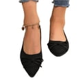 thumbnail image 3 of Willtoo Women's Pointed Toe Flats Shoes for Ladies Girls Cute Bowknot Knit Breathable Comfortable Slip On Casual Dressy Ballet Flats for Walking Work Business Black, 3 of 5