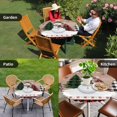 thumbnail image 4 of Christmas Snowman Round Tablecloth for 36-44 Inch Tables, Fitted Table Cover with Elastic Edge, Vintage Xmas Tree Snowflake Waterproof Outdoor Table Cloth Protector for Patio Garden Dinner Picnic, 4 of 9