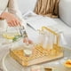 thumbnail image 5 of Double-layer Water Draining Tea Tray with 2 Handles Decorative Trendy Water Draining Tea Tray Gold with Storage Box, 5 of 5