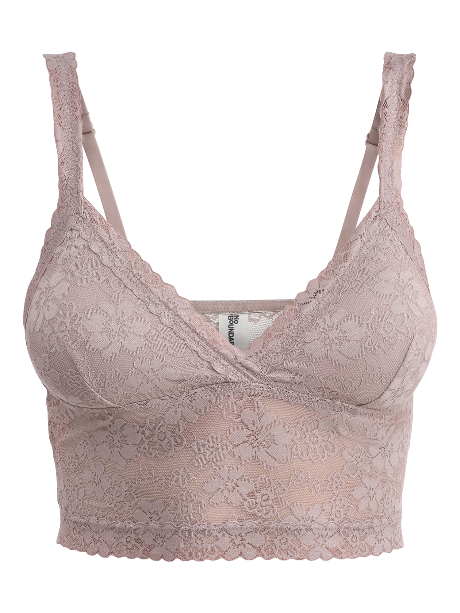No Boundaries Crossover Floral Lace Bralette, Women’s and Women’s Plus, Sizes S-XXXL