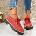 thumbnail image 2 of Lace Up Platform Loafers for Women Thick Sole Wide Width Fashion Suede Low Top Business Walking Shoes Red Size 8.5, 2 of 7