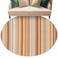 thumbnail image 2 of 8ft Round Rug, Burnt Orange Striped Non-Skid Rubber Backing Large Area Rugs - Living Room Bedroom Home Office, Farmhouse Orange Ombre Stripes Indoor Floor Mat Carpets Washable Rug, 2 of 9