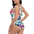 thumbnail image 5 of Yiaed Colorful Butterflies Print Women One Piece Swimsuits Tummy Control One Shoulder Bathing Suits Pattern Ruffle Swimwear-XX-Large, 5 of 8