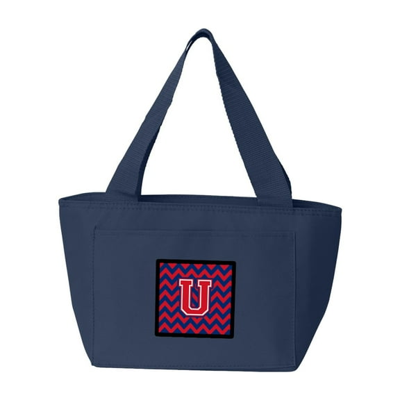 Letter U Chevron Yale Blue and Crimson Lunch Bag