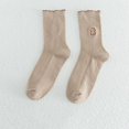 thumbnail image 2 of BKQCNKM Socks for Women Womens Socks Wool Socks for Women Fuzzy Socks for Women Pile Embroidery Cute Socks Women's Socks Soft Breathable Socks Pilates Socks, Beige One Size, 2 of 3