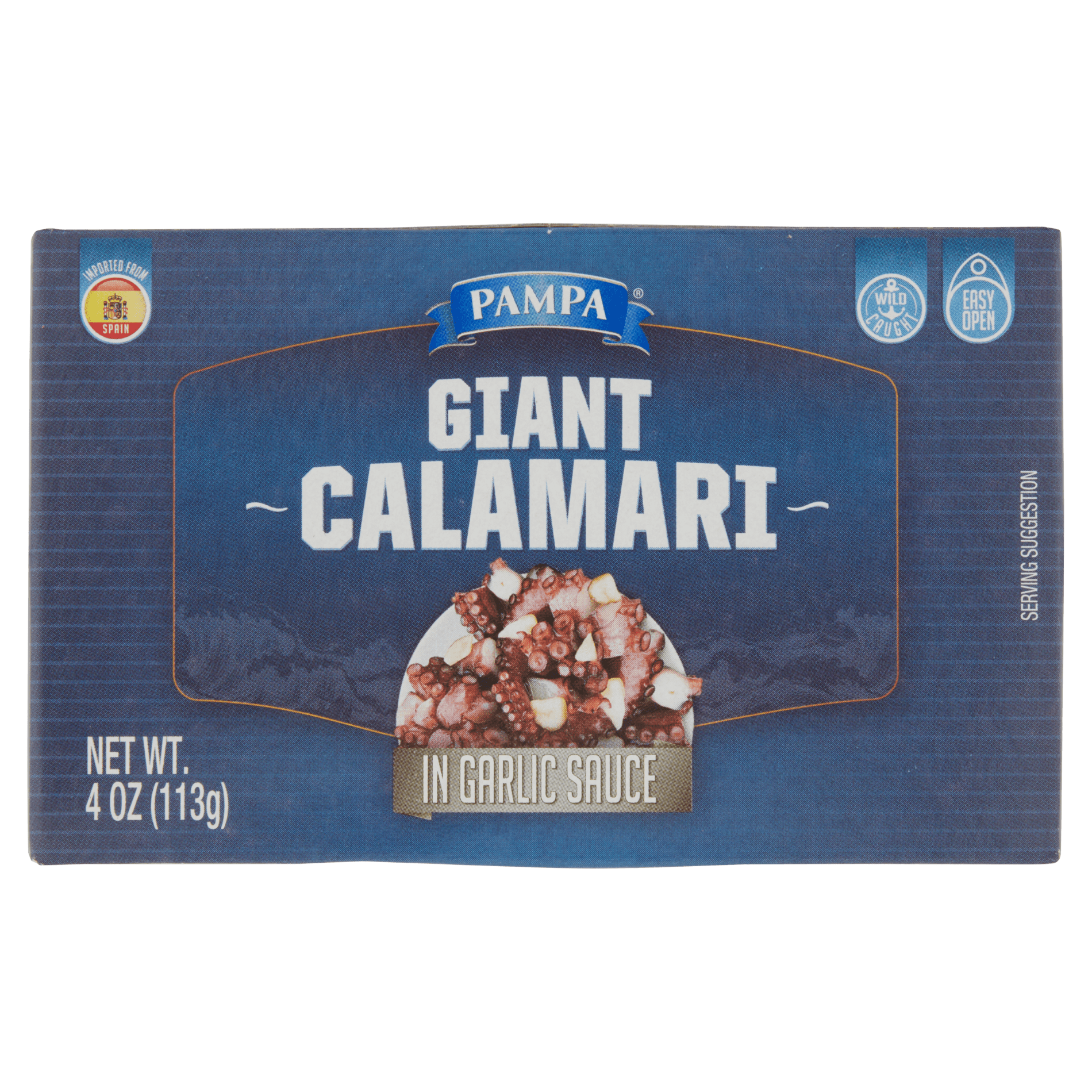 (3 pack) Pampa Giant Calamari in Garlic Sauce, 4 oz Box
