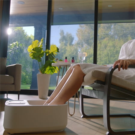 Sharper Image - Hydro Spa Plus Foot Bath Massager, Heated with Rollers and LCD Display - White