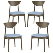 Gymax 2PCS Wooden Dining Chair Linen Fabric Upholstered Kitchen Chairs w/ Padded Seat