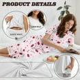 thumbnail image 6 of DISNIMO Cherry Flower Printed Women's Short Sleeve Pajama Sets Soft 2 Piece Lounge Set Breathable Sleepwear for Summer, S, 6 of 7