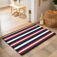 thumbnail image 2 of Entryway Rug 2'x3', Red Navy Blue Striped Kitchen Runner Rugs Non-Slip Carpet Mats, Contemporary Minimalist Aesthetic Bedside Rugs Runners Washable Floor Carpet for Bathroom Laundry Room, 2 of 8