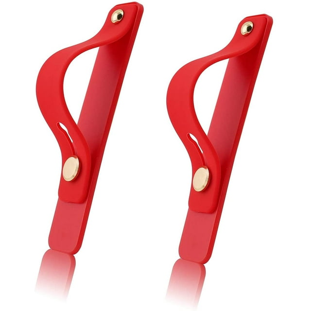 2 Pcs Support de Sangle Télescopique Portable Universel en Silicone avec Support Extensible pour Cellulaire avec Boucles d'Étirement pour iPhone Android Téléphone Intelligent (Rouge)