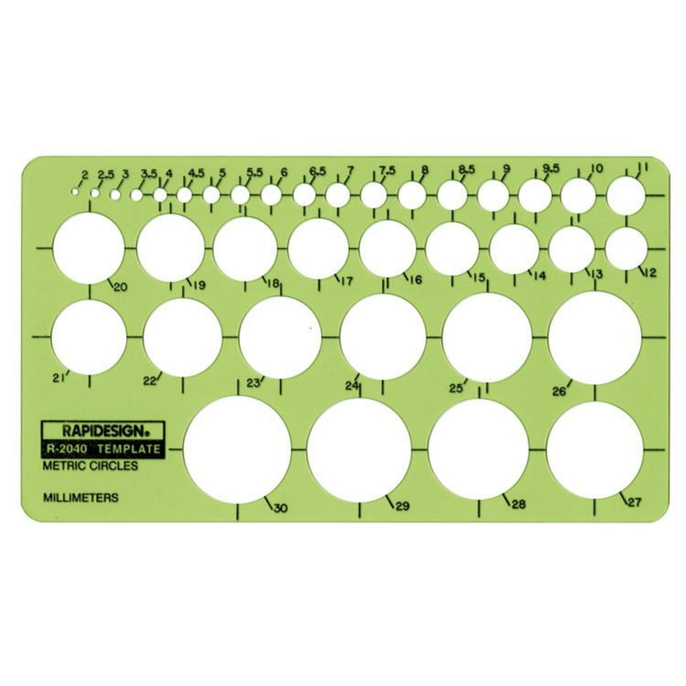 Rapidesign Circle Drafting Templates Metric Circles 37 Circles (R2040)