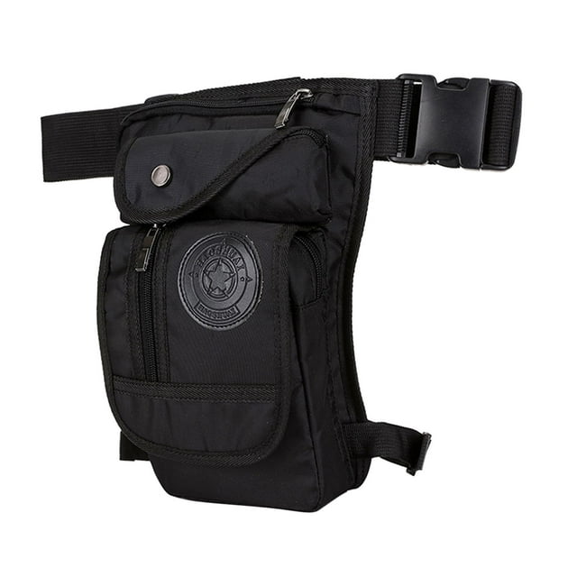 Bolsa de cintura, riñonera de nailon para correr, pescar, motociclismo, senderismo, muslo Negro