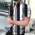 thumbnail image 4 of Camisa de manga corta con cuello abatible y botones para hombre, informal, cómoda, transpirable, con estampado 3D de rayas de playa para vacaciones, 4 of 5