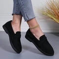 thumbnail image 6 of SCHUHLAND Women's Pleated Strap Faux Suede Loafers, Round Toe Low Heel Slip-On Casual Pumps, Black/Khaki, Summer, 6 of 14