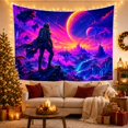 thumbnail image 3 of Astronaut on Cliff Over Alien Valley, Mysterious Digital Fantasy Style for Space Lovers, Cosmic Adventure Wall Art, Graduation Gift, Tapestry Wall Hanging for Bedroom and Dorm, 3 of 7