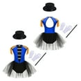 thumbnail image 6 of Aislor 4Pcs Girls Magician Drummer Costume Kids Carnival Party Tutu Dress Leotard Performance Suits Royal Blue 16, 6 of 7