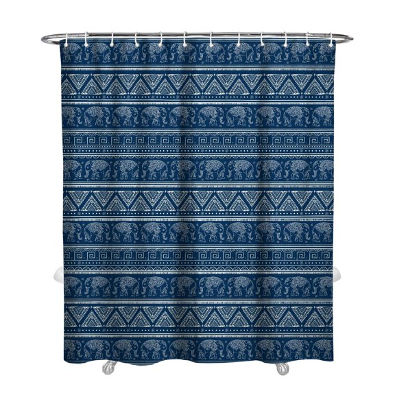 Extra Long Boho Shower Curtain 72x84 Inches - Vintage Floral & Tropical Leaves Pattern, Waterproof Bohemian Bathroom Decor with 12 Hooks, Tribal Rustic Style
