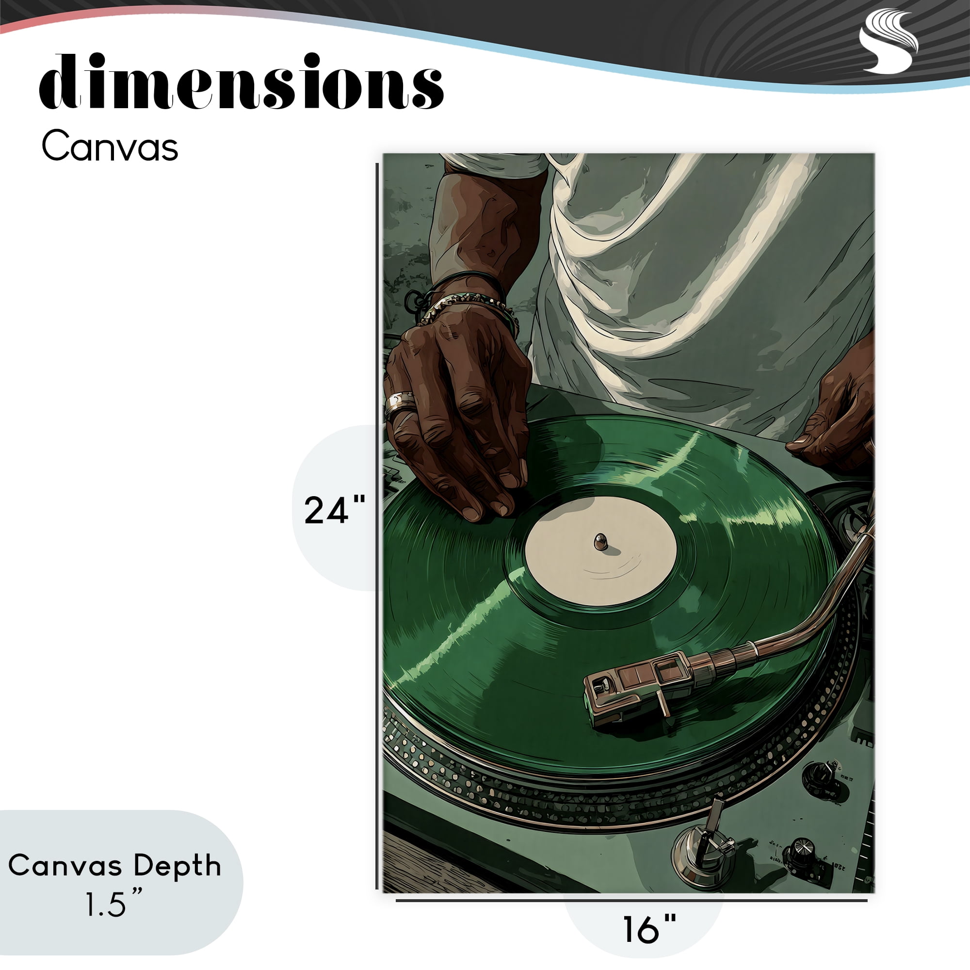 Stupell Industries DJ Spinning Green Record Canvas Wall Art, design by Franklyn Gregory
