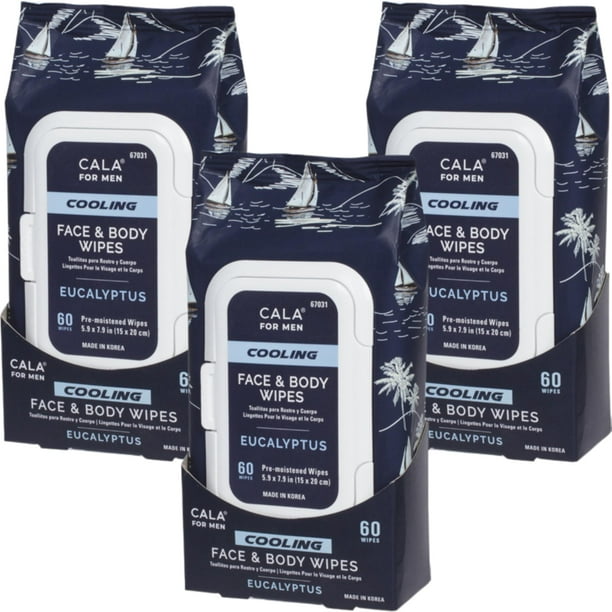 Toallitas faciales y corporales Cala Men's Cooling Eucalyptus 180 unidades