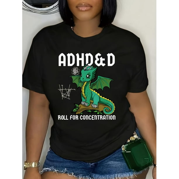 Camiseta De Verano Para Mujer, Camisetas Suaves De Verano Para Mochilero, Viajes En La CalleWomen's Dinosaur & Letter Print T-Shirt - Casual Crew Neck, Short Sleeve Top for Spring & Summer, Breathab