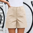 thumbnail image 3 of cocolona Womens Summer Casual High Waist Bermuda Shorts Elastic Button Waist Straight Wide Leg Work Beach Shorts with Pockets, 3 of 5