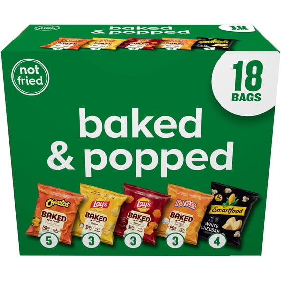 Frito-Lay Baked and Popped Mix Variety pack Snack Chips, 18 Count Multipack