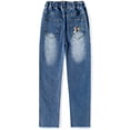 thumbnail image 2 of KIDSCOOL Girls Embroidered Jeans,4-15T Ribbed Elastic Waist Denim Pants,Blue,7-8 Years, 2 of 7