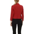 thumbnail image 4 of INSPIRE CHIC Women's Blazer Open Front Wear-to-Work Summer Crop Suit Jacket M Red-Solid, 4 of 7