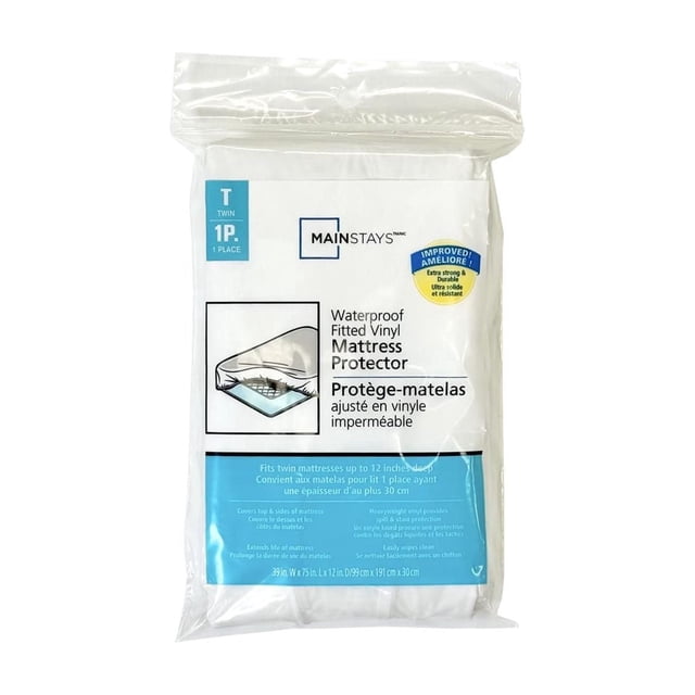 Protège-matelas ajusté en vinyle imperméable Mainstays