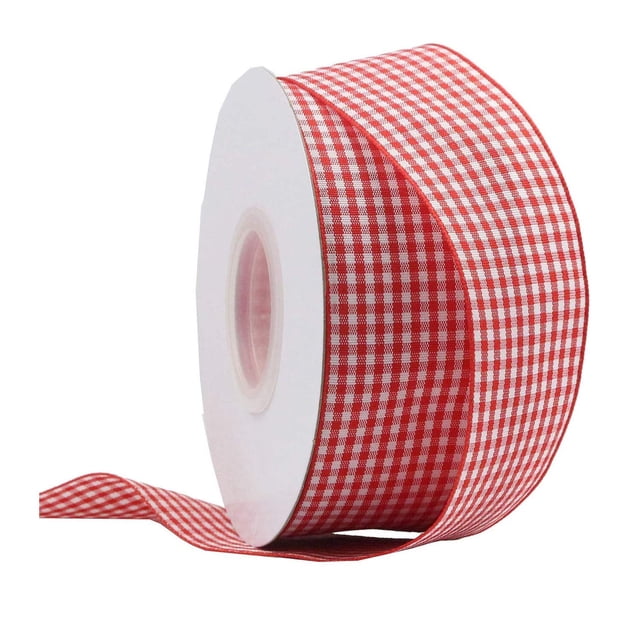 Cinta decorativa VIVIQUEN a cuadros rojos, rollo de 4 cm y 23 m
